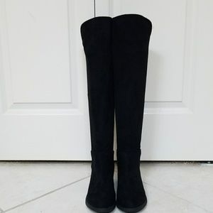 Black suede over the knee boots